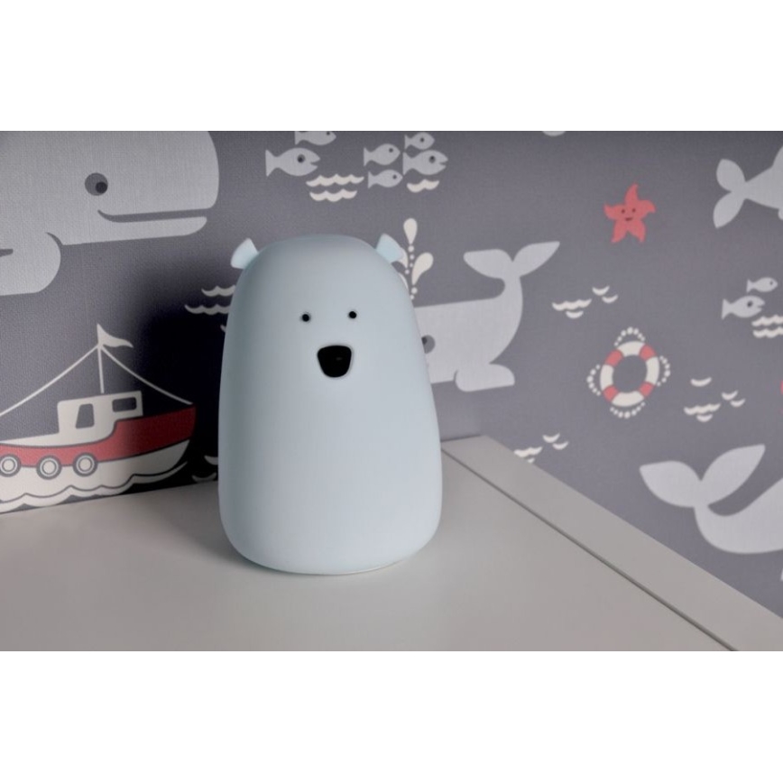 LED RGB Barnens touchlampa BEAR LED/0,8W/5V blå