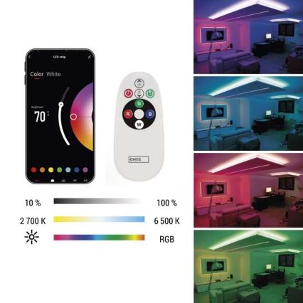 LED RGB+CCT Dimbart LED-remsa GOSMART LED/21W/230V 5 m 2700-6500K IP44 Wi-Fi + fjärrkontroll