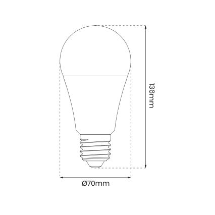 LED RGB Dimbar glödlampa A70 E27/11W/230V 2700-6500K Wi-Fi Tuya