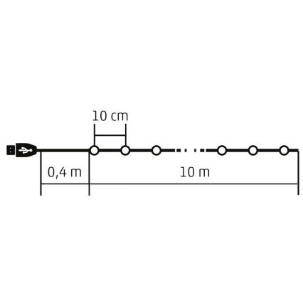LED RGB dimbar julslinga 100×LED/29 funktioner 10,4 m