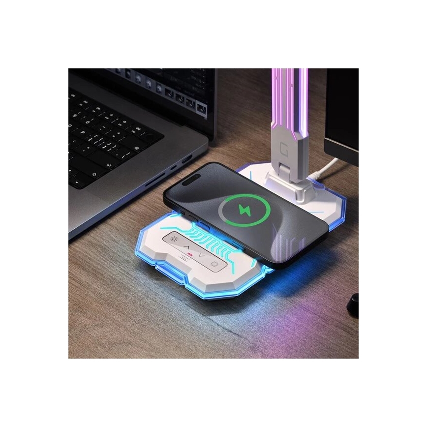 LED RGB Dimbara uppladdningsbara touchbordslampa med trådlös laddning LED/7,5W/5V 2700-5300K vit