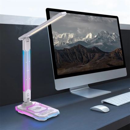 LED RGB Dimbara uppladdningsbara touchbordslampa med trådlös laddning LED/7,5W/5V 2700-5300K vit