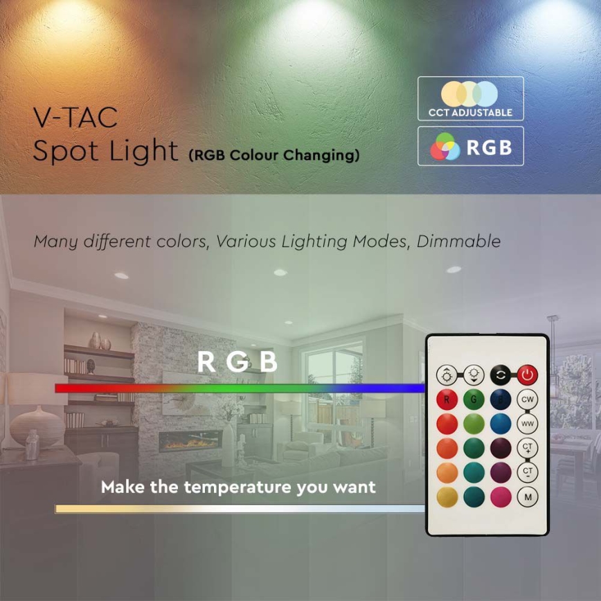 LED RGB Dimbar glödlampa P45 E14/4,8W/230V 3000K + fjärrkontroll