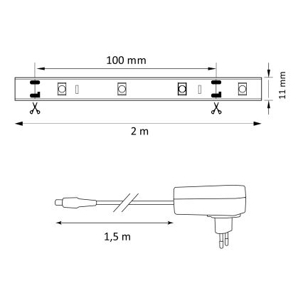 LED RGB Dimbart LED-remsa MAGIC 2 m LED/12W/230V + fjärrkontroll