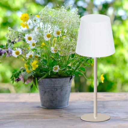LED RGBW dimbar beröringsstyrd utomhusbordslampa LUCIA LED/2W/5V 1800/2700/6500K 3600 mAh IP44 beige