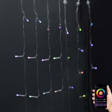 LED RGB-gardin 180 LED, 7 funktioner, 6 m, IP65, Wi‑Fi Tuya