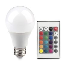 LED RGB Glödlampa med Fjärrkontroll  Glödlampa E27/9W/230V