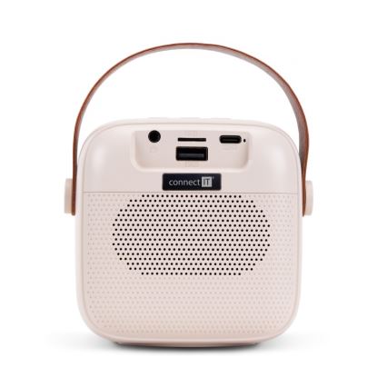 CONNECT IT CSP-1010-BG - RGB-LED-högtalare med 2 trådlösa mikrofoner (2Mic), 5 W/1200 mAh + 2x 400 mAh, krämvit/guld