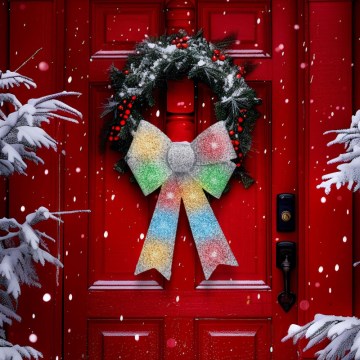 LED RGB juldekoration 11xLED/3xLR44 40x30 cm silvrig rosett