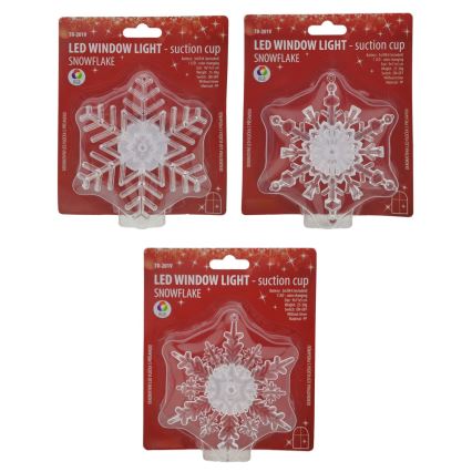 LED RGB juldekoration med sugkopp LED/3xLR44 snöflinga