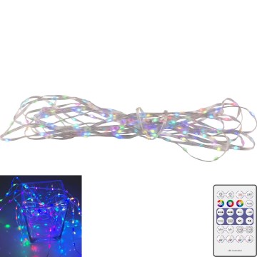 LED RGB julslinga LED/10W/5V 10 m USB + fjärrkontroll