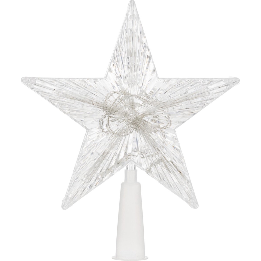 LED RGB Julstjärna för granen 10xLED/2xAA 15 cm