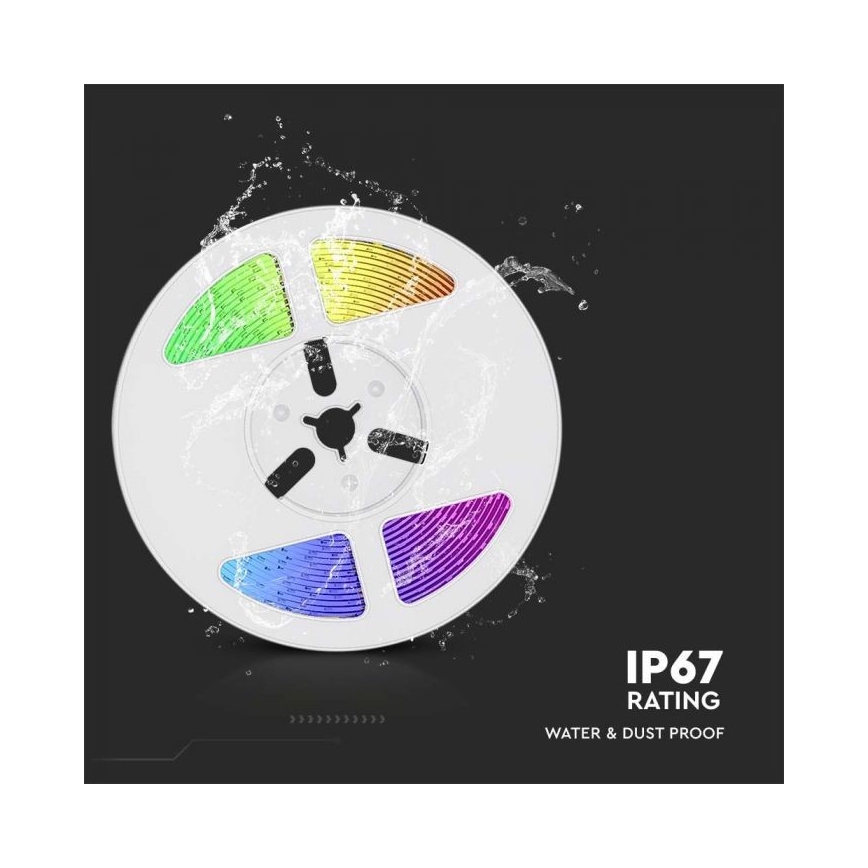 LED RGB Ljusreglerad solcell list LED/1,2W/3,7V IP67 5m + fjärrkontroll