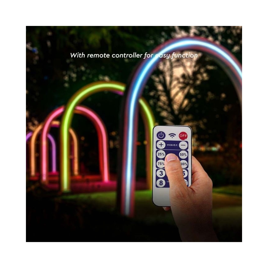 LED RGB Ljusreglerad solcell list LED/1,2W/3,7V IP67 5m + fjärrkontroll