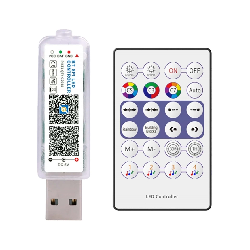 LED RGB ljusslinga LED/10W/5V 10 m USB + fjärrkontroll