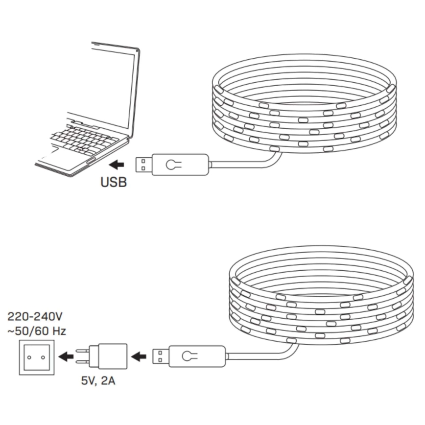 LED RGB ljusslinga LED/10W/5V 10 m USB + fjärrkontroll