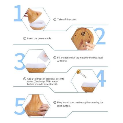 LED RGB Luftfuktare och jonisator 400 ml