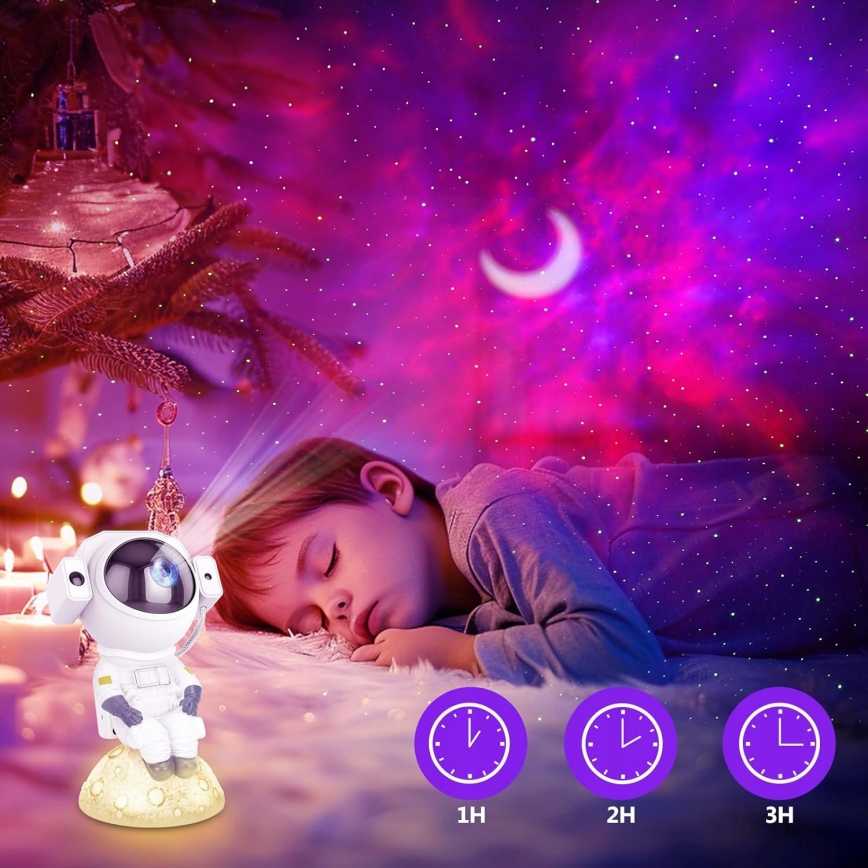 LED RGB-projektor 3-i-1 LED/5W/5V 3000/4000/6000K Astronaut + fjärrkontroll