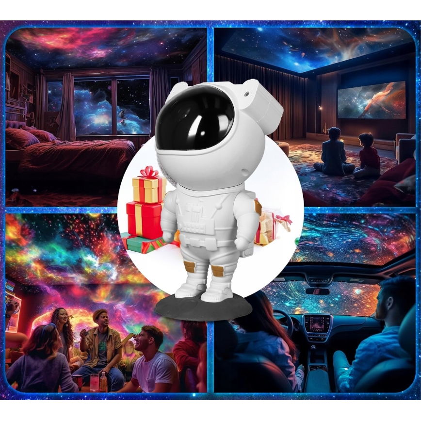 LED RGB-projektor 5W/5V i astronautdesign med fjärrkontroll