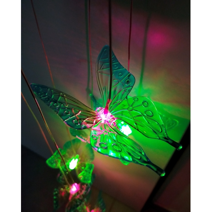 LED RGB solarlampa 6xLED/1,2V 300 mAh IP44 fjärilsform