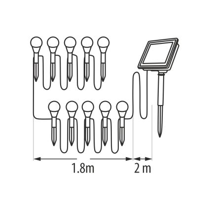 LED RGB solcellslampa 10 x LED / 1,2 V 300 mAh IP44 svart