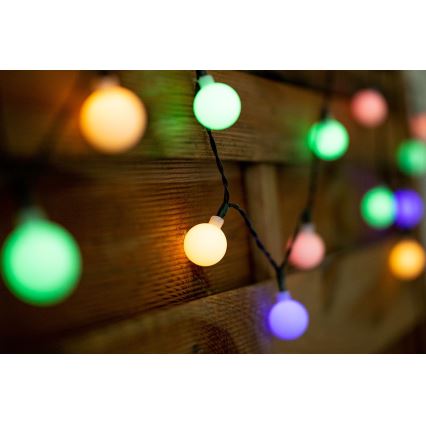 LED RGB Solarljusslinga PARTY 30xLED/1,2V 400 mAh 3,9 m IP44