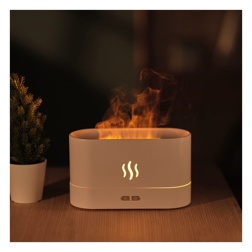 LED RGB ultraljuds aromadiffusor och luftfuktare med belysning 180 ml vit