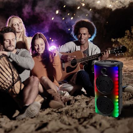 LED RGB Laddningsbar högtalare med mikrofon 600W/2400 mAh + fjärrkontroll