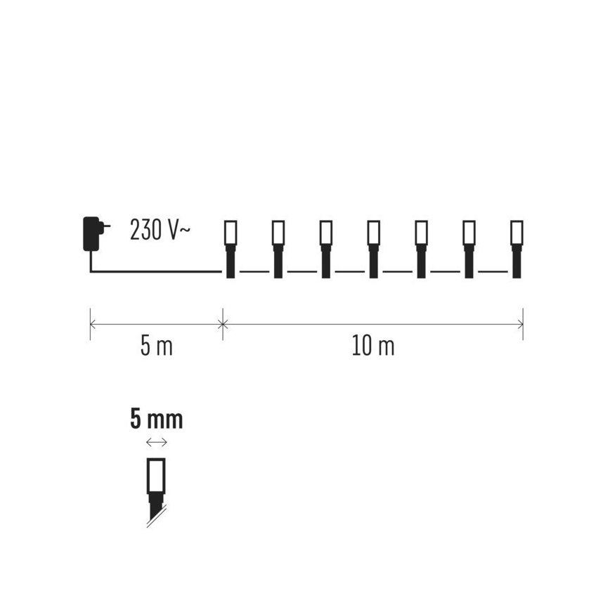 LED RGB Utomhus  Julkedja  96xLED/8 funktioner 15m IP44