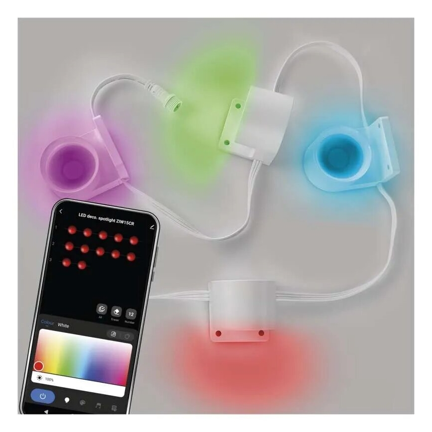 LED RGBIC+CCT Dekorationskedja med punktbelysning GoSmart - förlängning 4xLED/7W/230V 85 cm Wi-Fi Tuya