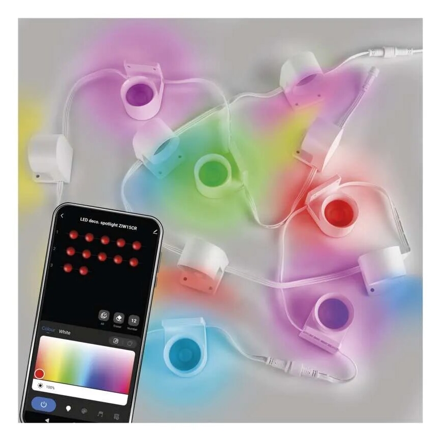 LED RGBIC+CCT Dekorativ slinga med spotlight GoSmart 12xLED/7W/230V 255 cm Wi-Fi Tuya
