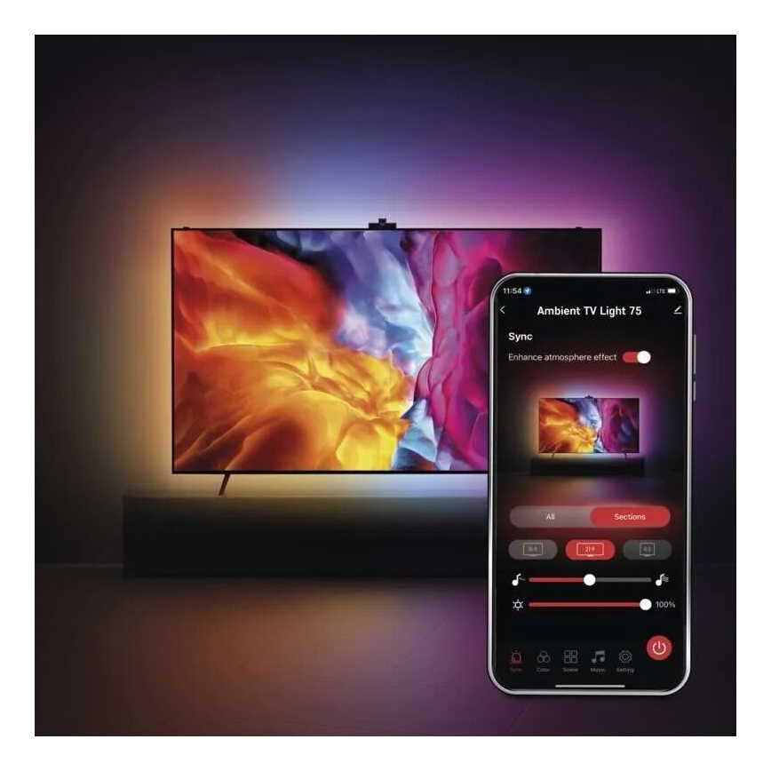 LED RGBIC Slinga för TV GoSmart LED/24W/230V 75“