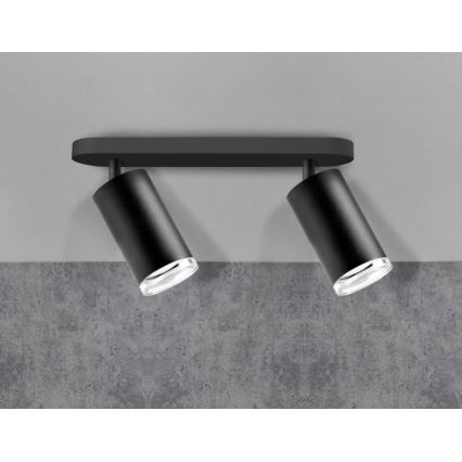 LED RGBW dimbar badrumsspot TURYN 2xGU10/4,8W/230V 3000K IP44 svart + fjärrkontroll