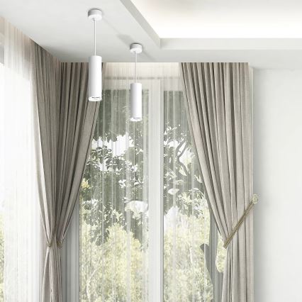 LED RGBW dimbar badrumspendel TURYN med kabel 1xGU10/4,8W/230V 3000K IP44 vit + fjärrkontroll