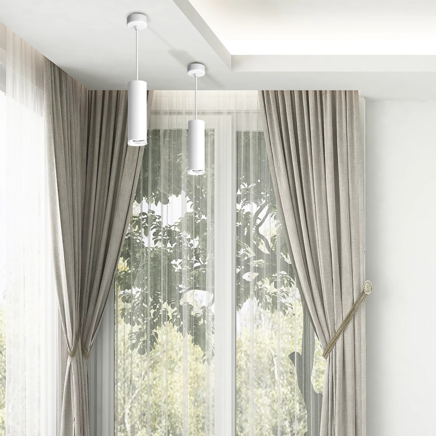 LED RGBW dimbar badrumspendel TURYN med kabel 1xGU10/4,8W/230V 3000K IP44 vit + fjärrkontroll