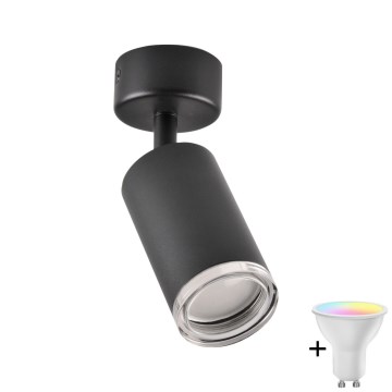 LED RGBW dimbar badrumsspot TURYN 1xGU10/4,8W/230V 3000K IP44 svart + fjärrkontroll