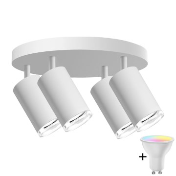 LED RGBW dimbar badrumsspot TURYN 4xGU10/4,8W/230V 3000K IP44 vit + fjärrkontroll