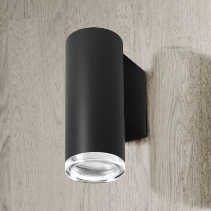 LED RGBW dimbar badrumsvägglampa TURYN 1xGU10/4,8W/230V 3000K IP44 svart + fjärrkontroll