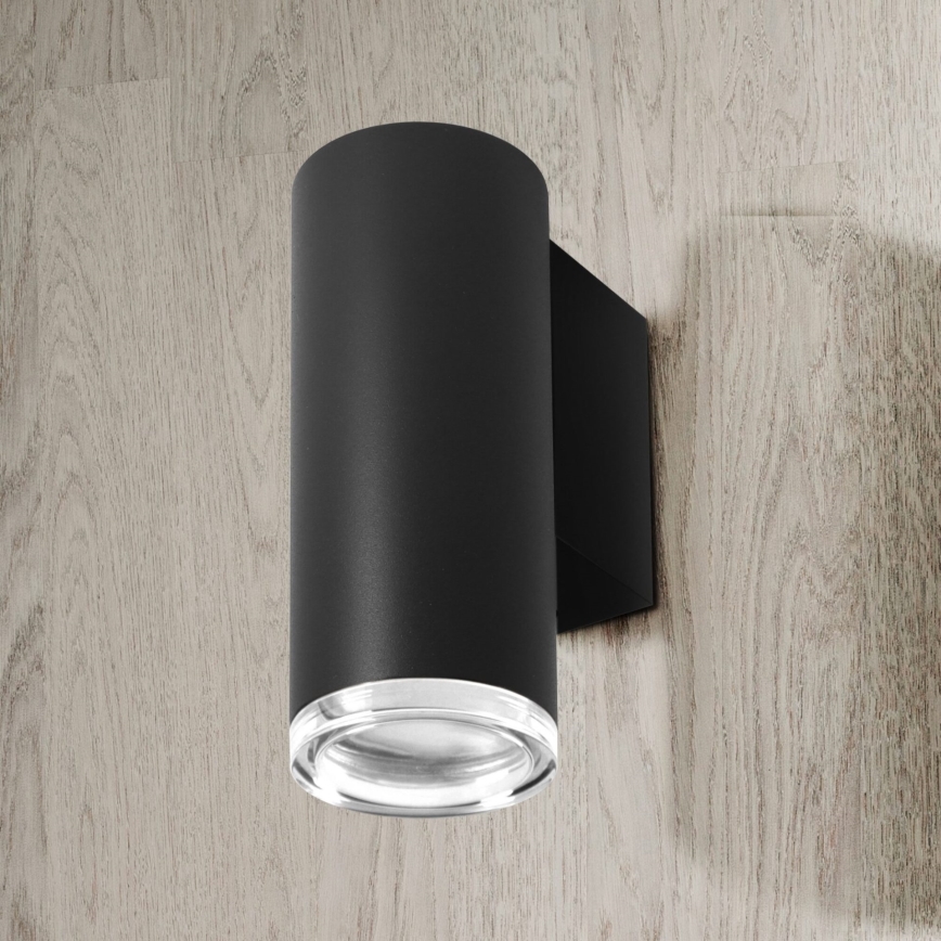 LED RGBW dimbar badrumsvägglampa TURYN 1xGU10/4,8W/230V 3000K IP44 svart + fjärrkontroll