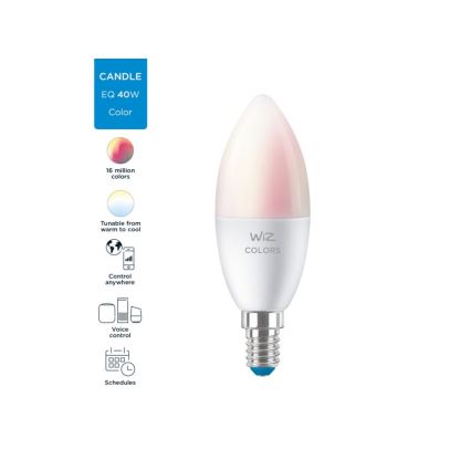 LED RGBW Dimbar glödlampa C37 E14/4,9W/230V 2200-6500K CRI 90 Wi-Fi -WiZ