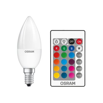 LED RGBW Dimbar glödlampa STAR E14/4,5W/230V 2700K + RC – Osram
