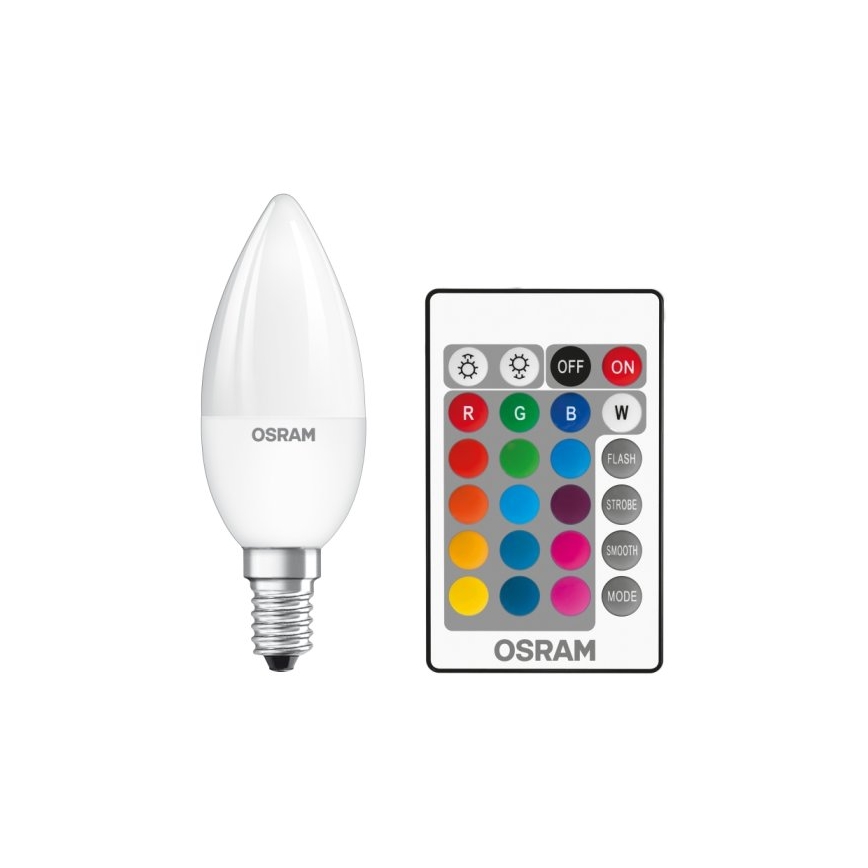 LED RGBW Dimbar glödlampa STAR E14/4,5W/230V 2700K + RC – Osram