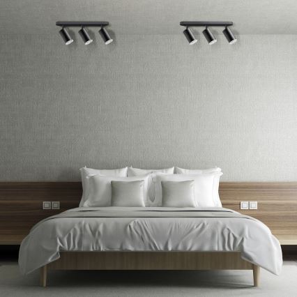 LED RGBW Dimbar badrumsspotlight TURYN 3xGU10/6W/230V 3000K IP44 svart + fjärrkontroll