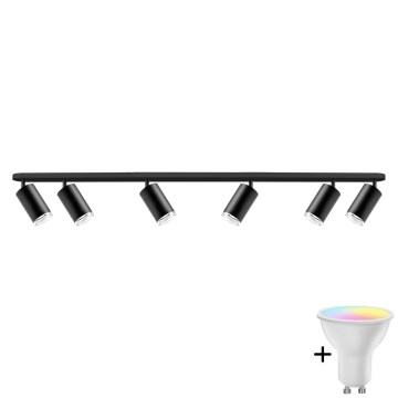 LED RGBW dimbar infälld badrumsspotlight TURYN 6xGU10/6,5W/230V 2700-6500K Wi-Fi IP44 svart