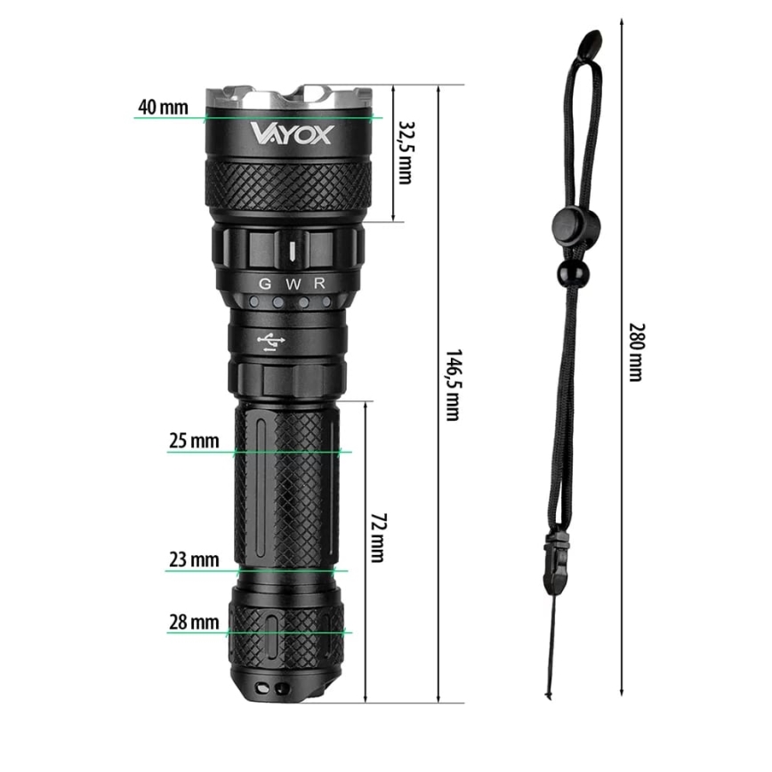 LED RGBW Dimbart uppladdningsbart ficklampa LED/15W/5V IP66 1500 lm 2000 mAh