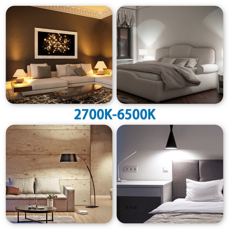 LED RGBW dimbar lampa C37 E27/6,5W/230V 2700-6500K Wi-Fi - Aigostar