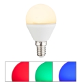 LED RGBW dimbar lampa E14/4,9W/230V 2700K + fjärrkontroll - Globo