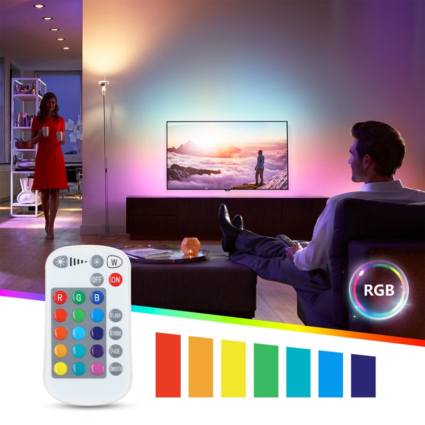 LED RGBW dimbar lampa E27/8W/230V 3000K + fjärrkontroll - Aigostar