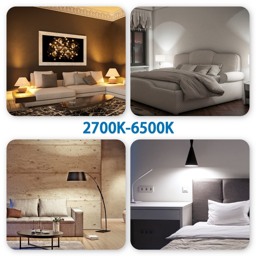 LED RGBW dimbar lampa G45 E27/6,5W/230V 2700-6500K Wi-Fi - Aigostar