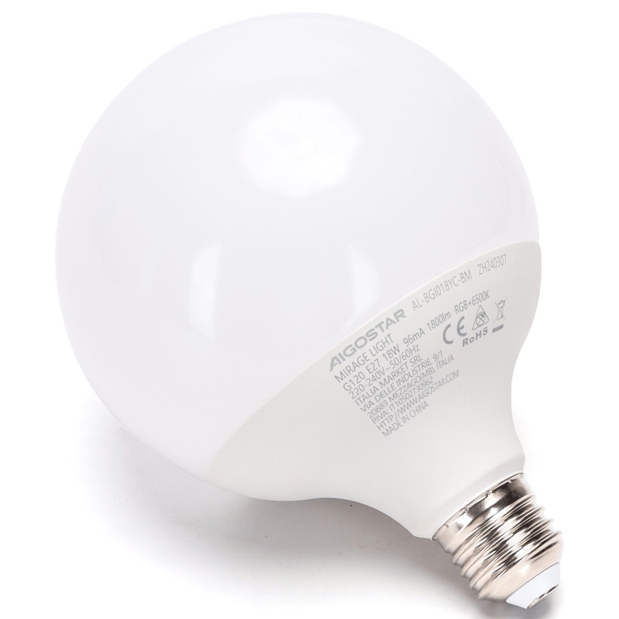 LED RGBW Dimbar lampa MESH G120 E27/18W/230V 6500K + fjärrkontroll - Aigostar